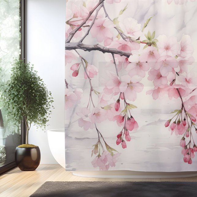Rideaux De Douche Sakura Sérénité Aquarelle (Créateur téléchargé)