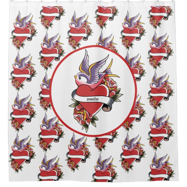 Rideaux De Douche Salle de bain de coeur des Inséparables de tatouag (Devant)