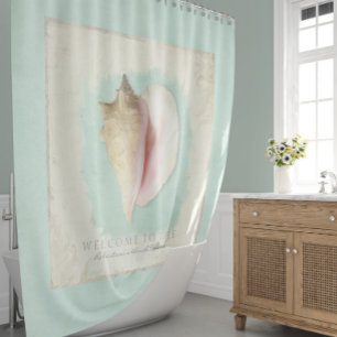 Rideaux De Douche Salle de bain de la maison de plage Conch de bienv