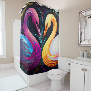 Rideaux De Douche Salle de bain en mosaïque en verre de cygne