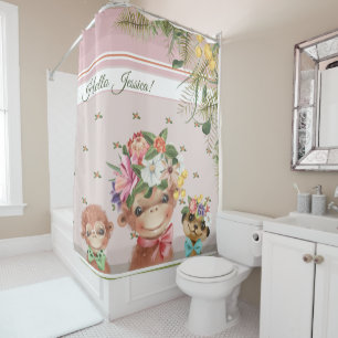 Rideaux De Douche Salle de bain pour enfants Cute singe meerkat text
