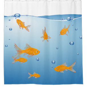 Rideaux De Douche Salle de bain pour poissons rouges et oranges