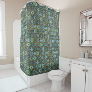 Rideaux De Douche Salle de bains colorée de style Talavera Sud-Oues