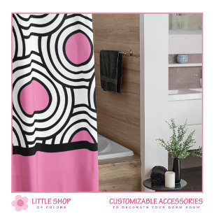 Rideaux De Douche Salle de Motif moderne en cercle rose et noir