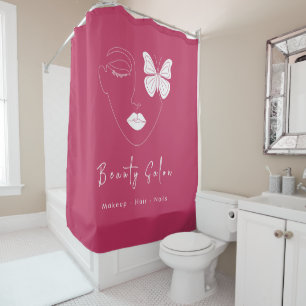Rideaux De Douche Salon de beauté professionnel minimaliste rose cha