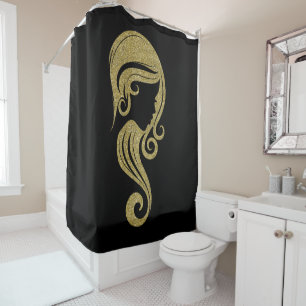 Rideaux De Douche Salon de coiffure et de maquillage Chic Gold Glitt