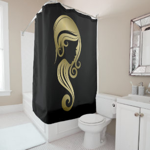 Rideaux De Douche Salon de coiffure et maquillage Chic Gold Glam Bea