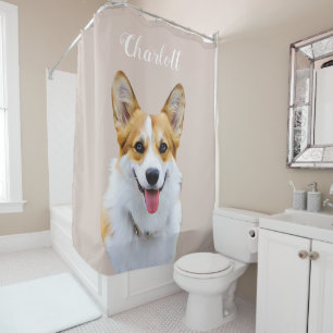 Rideaux De Douche Salon de dessin personnalisé Welsh Corgi Dog