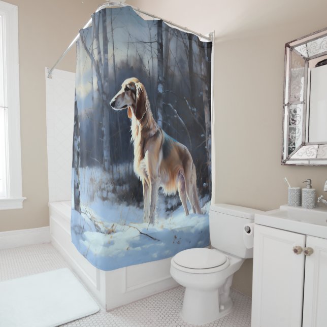 Rideaux De Douche Saluki Qu'il neige Noël (En situation)