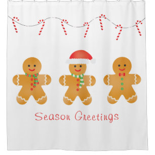 Rideaux De Douche Salutations de saison Gingerbread Hommes