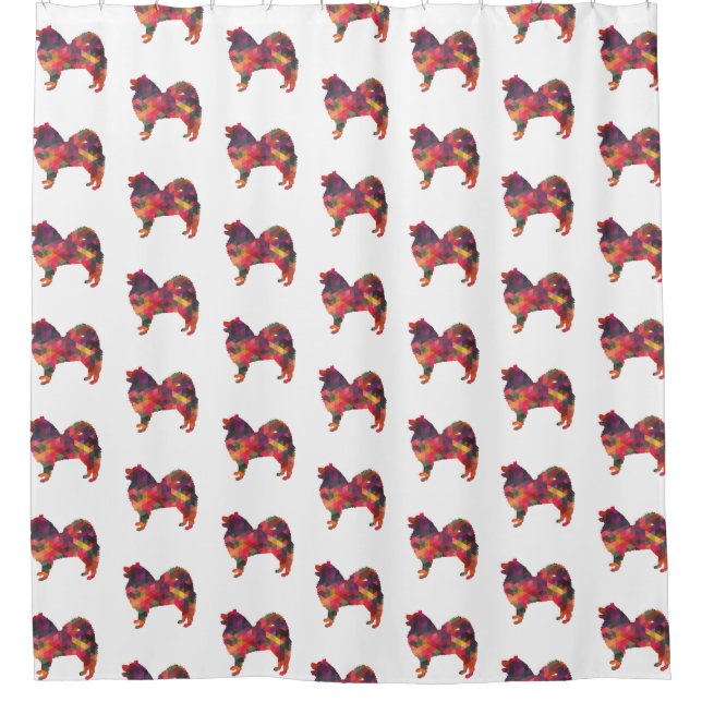 Rideaux De Douche Samoyé race de chien Geo Silhouette Multi (Devant)