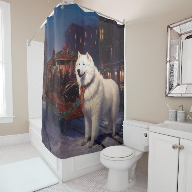 Rideaux De Douche Samoyed Christmas Festive Saison (En situation)
