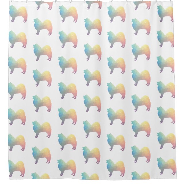 Rideaux De Douche Samoyed dog breed geo silhouette pastel (Devant)