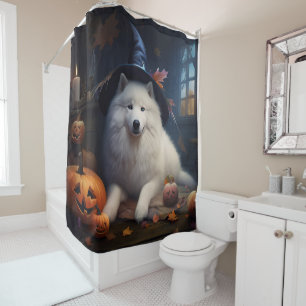 Rideaux De Douche Samoyèdes Citrouilles Halloween Épouvantable