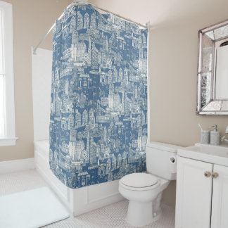 Rideaux De Douche San Francisco toile denim cobalt