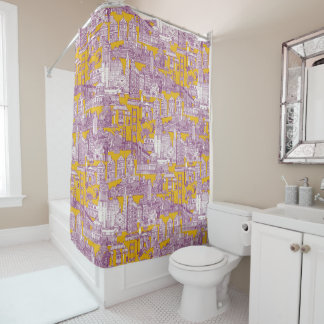 Rideaux De Douche San Francisco toile violet jaune