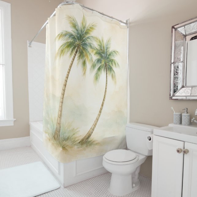 Rideaux De Douche Sandstone Palms (En situation)