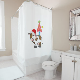 Rideaux De Douche Santa Christmas Shower Curtain Milk Cheese Country