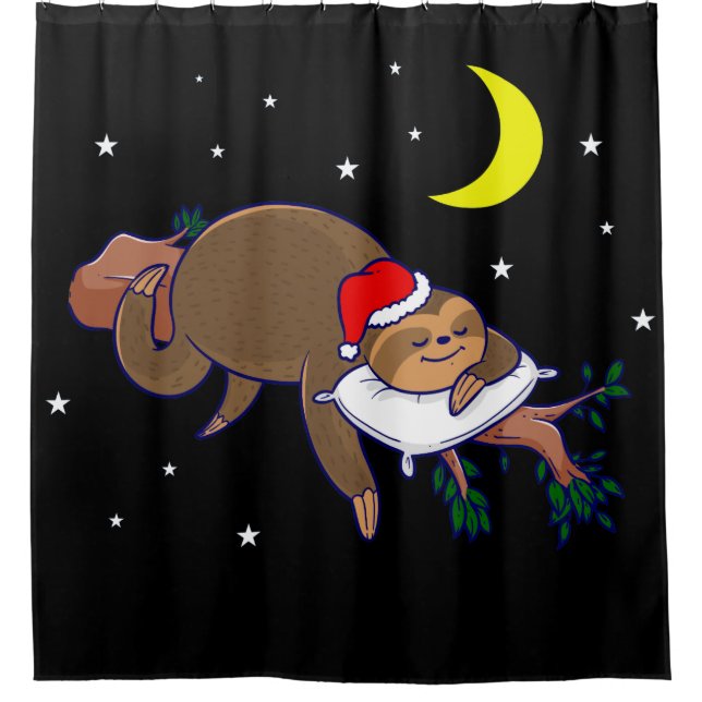 Rideaux De Douche santa claus sloth noël (Devant)
