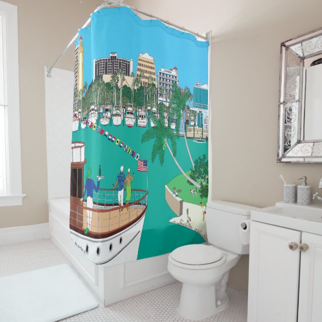 Rideaux De Douche Sarasota Floride bord de baie (En situation)