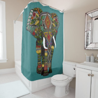 Rideaux De Douche sarcelle d'hiver florale d'éléphant