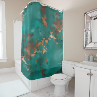 Rideaux De Douche Sarcelle et bronze