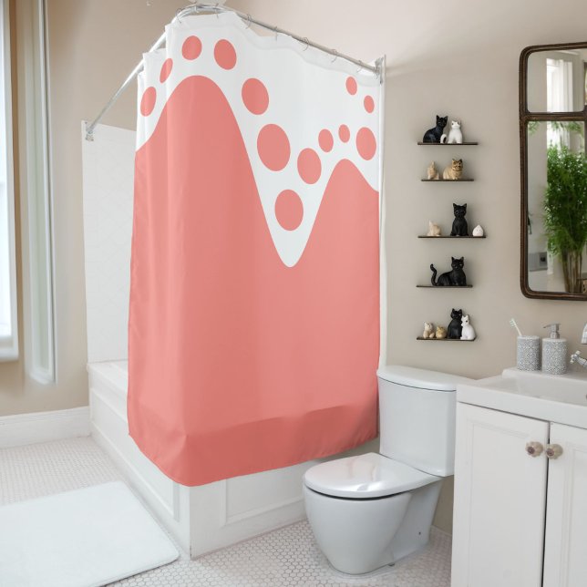 Rideaux De Douche Saumon rose vague douce et bulles (Créateur téléchargé)