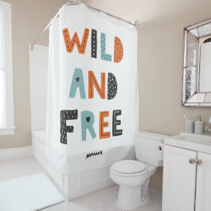Rideaux De Douche Sauvage et libre   Lettres Doodle