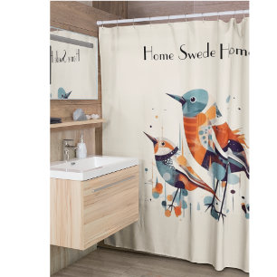 Rideaux De Douche Scandi Aviary Duet, personnalisé