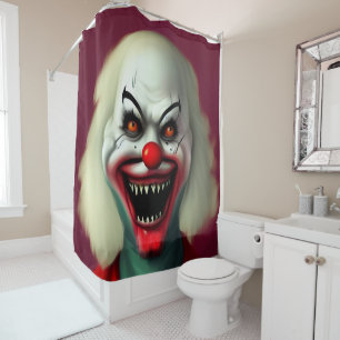 Rideaux De Douche scary clown horror portrait de monstre halloween