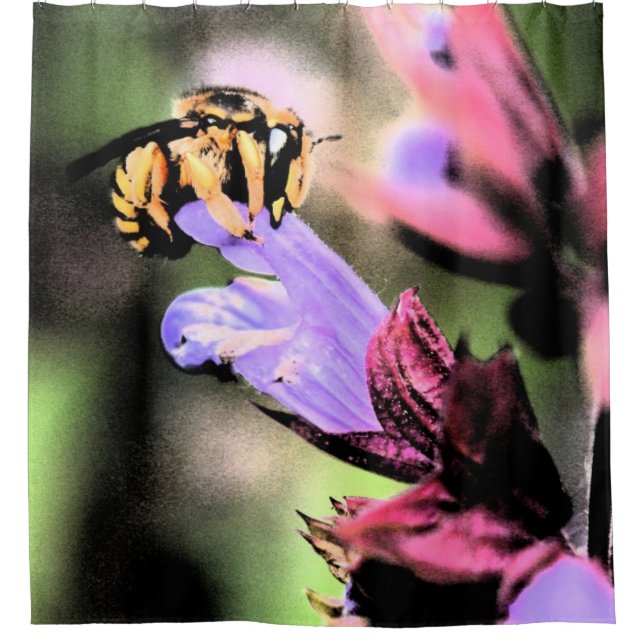 Rideaux De Douche Sccnm d'abeilles et de fleurs (Devant)