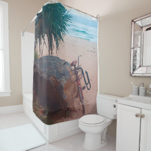 Rideaux De Douche Scène balnéaire Été Ocean Surfer Beach House