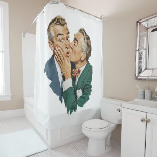 Rideaux De Douche Scène de baiser surprise d'humour vintage