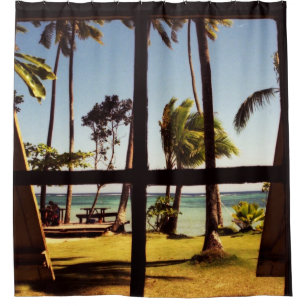 Rideaux De Douche Scène de la plage tropicale de Fidji