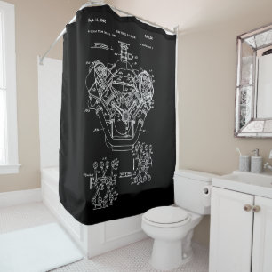 Rideaux De Douche Schéma directeur du bloc moteur vintage - Voiture 