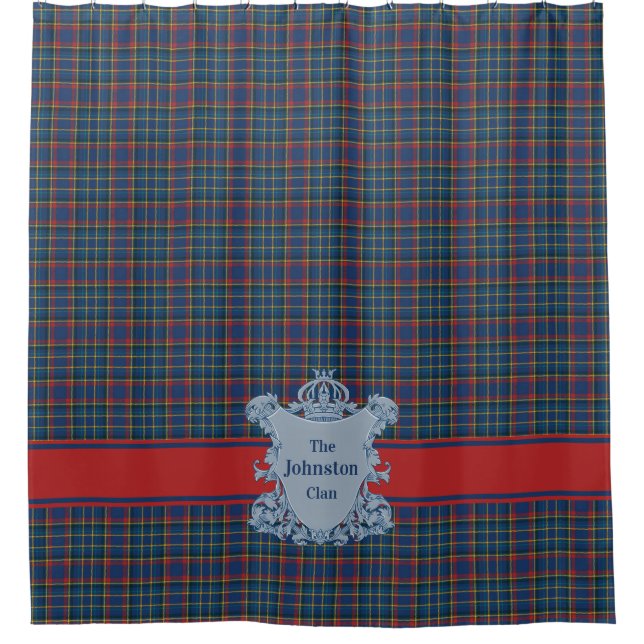 Rideaux De Douche Scottish Clan Tartan Plaid, Name and Crest (Devant)