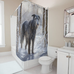 Rideaux De Douche Scottish Deerhound Laissez-le neiger Noël