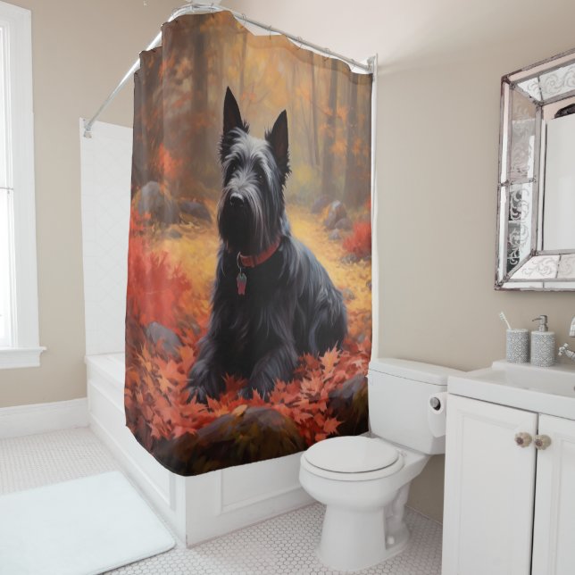 Rideaux De Douche Scottish Terrier en automne Leaves Fall Inspire (En situation)