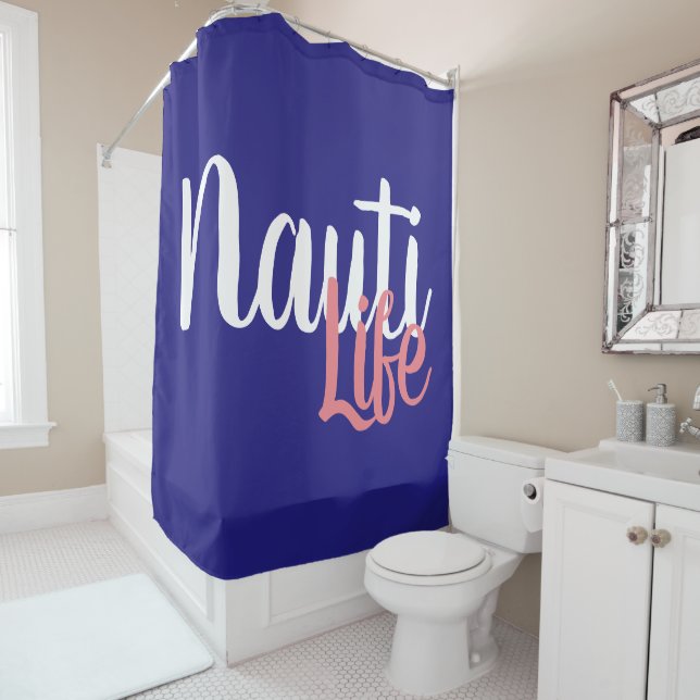 Rideaux De Douche script NAUTI LIFE mignon, nautique (En situation)