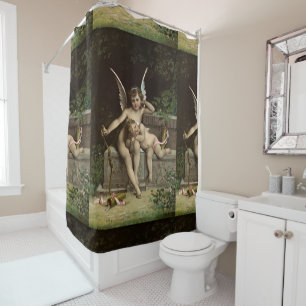 Rideaux De Douche se reposer de 2 rétro cupidons