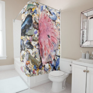 Rideaux De Douche Sea Shells Jellyfish Ocean Beach Vue