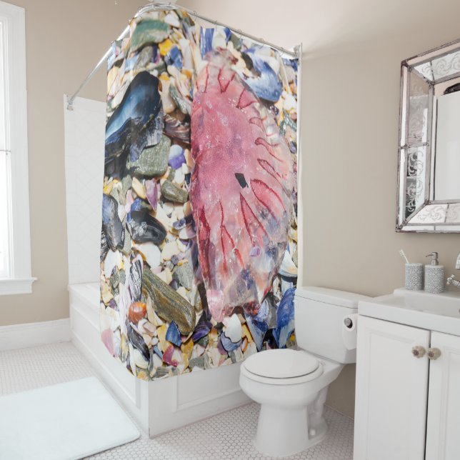 Rideaux De Douche Sea Shells Jellyfish Ocean Beach Vue (En situation)