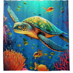 Rideaux De Douche Sea Turtle Beach House Ocean Marine Life Animaux