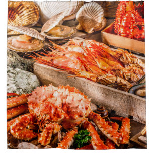 Rideaux De Douche Seafood cuisine as an ocean gourmet dinner b