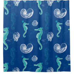 Rideaux De Douche Seahorse Ocean Shells Sea Life Beach Décor famili