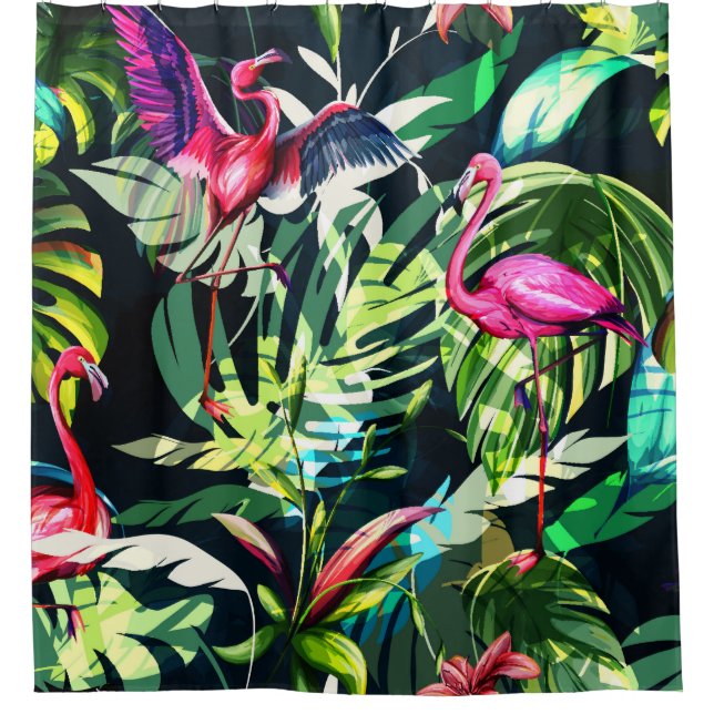 Rideaux De Douche Seamless background floral pattern. Tropical leave (Devant)