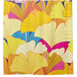 Rideaux De Douche Seamless beautiful Vintage pattern of yellow gingk