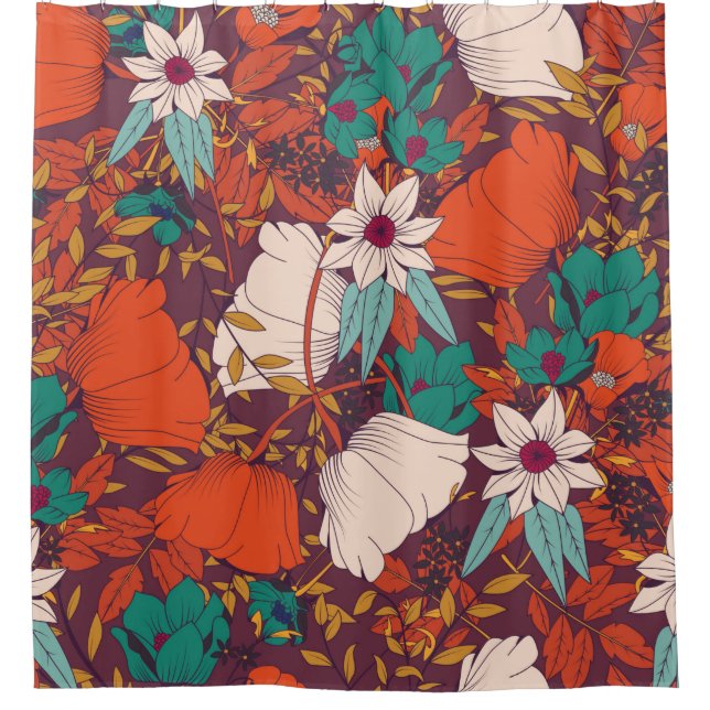 Rideaux De Douche Seamless pattern design with hand drawn flowers an (Devant)