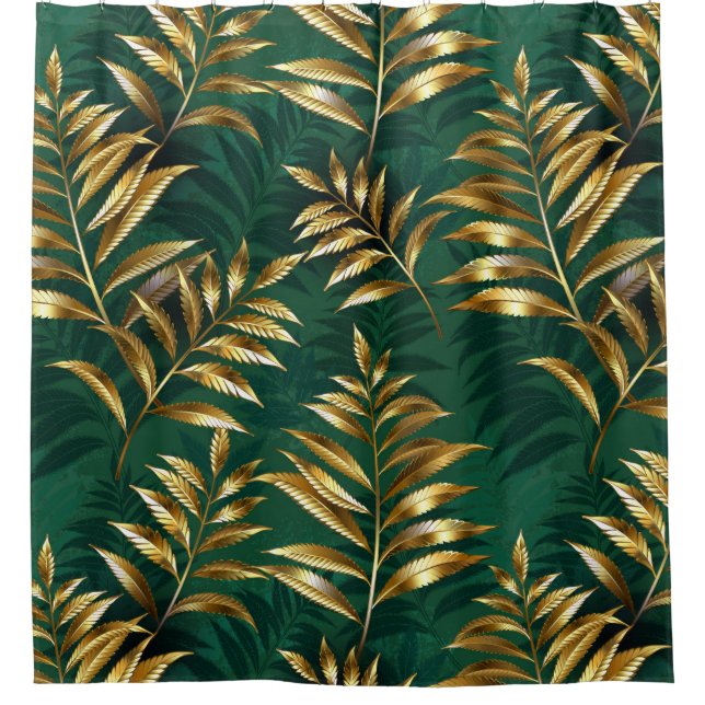 Rideaux De Douche Seamless pattern with golden ferns (Devant)