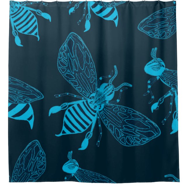 Rideaux De Douche Seamless pattern with hand drawn bees. Fashion ill (Devant)